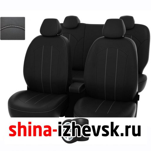 Чехлы модельные PSV Chevrolet Niva 2014-2016 г. — черный/отстрочка белая, экокожа *Оригинал* 126503 в Ижевске